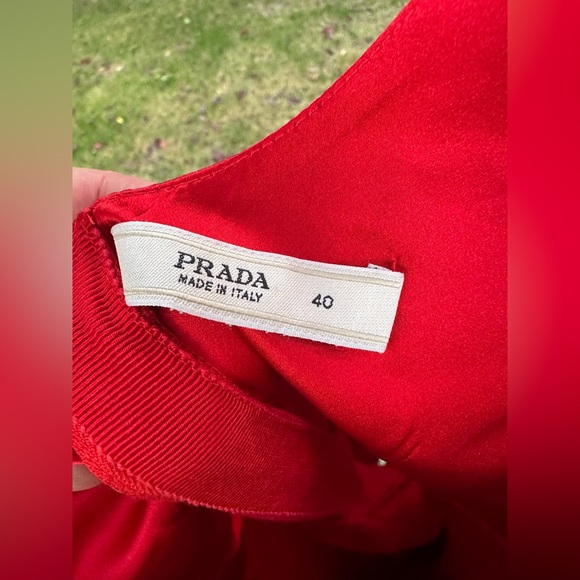Size 40 Prada Red Silk Vintage Pleated Dress - Picture 4 of 7